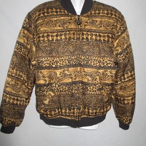 S Jacket SILK QUILTED BLACK BROWN YELLOW HEAVY